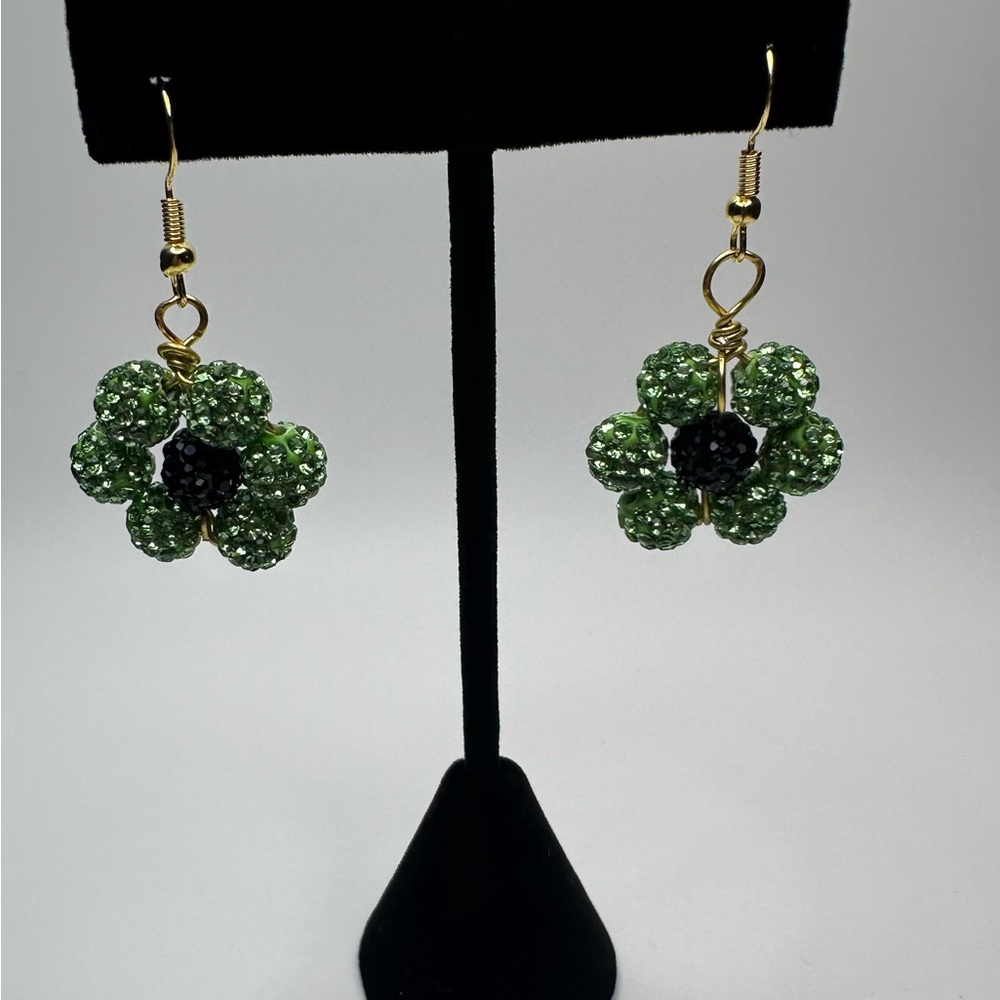 Elegant Green and Black Crystal Earrings